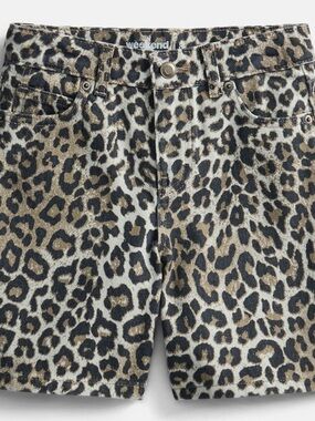 Weekend Academy Girls Leopard Printed Baggy Jean Shorts Sz 12 Bermuda Modern
